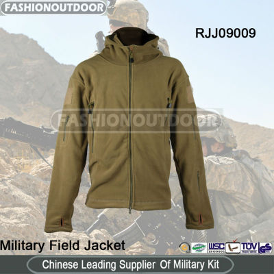 Brown Polar Fleece Military Men's Jacket