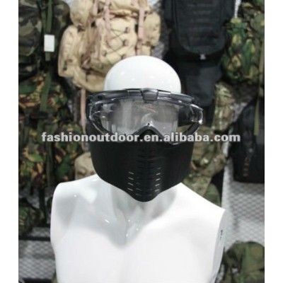 Black protecting eyes and face military facemask