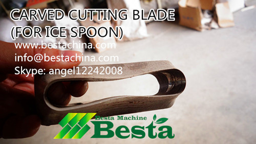 Ice spoon carved cutting blade