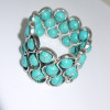 Simple turquoise beaded metal bracelet