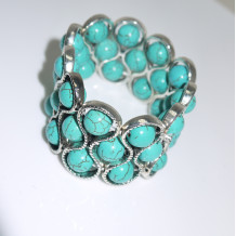 Simple turquoise beaded metal bracelet