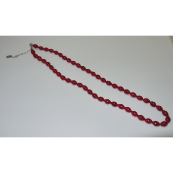 Red carved coral teardrop with 2-inch extender chain exquisite crafted necklace SLN27