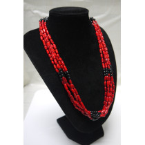 Stunning five-strand bead red coral handmade oriental crafted necklace SLN33