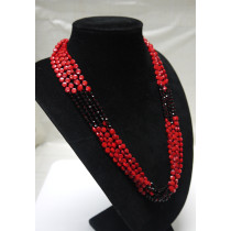 Gorgeous five-strand bead red coral handmade oriental crafted necklace SLN36