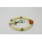 Tribal multistones crafted stretch with pendant Pure Ivory Gemstone bracelet with flower bead SHB57