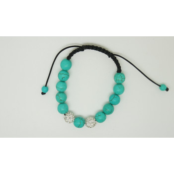 Shambhala brilliant bead Simple turquoise beaded tribal bracelet SHB58