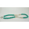 Vintage turquoise bead three-strand twisted with pearl decoration necklace dress jewelry SLN45