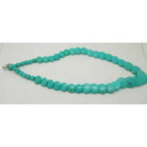 Vintage turquoise graduated beaded with bead necklace 18 inch SLN47