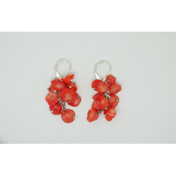 Orange flower carved handmade coral cluster fashion eardrop short earrings XLer 175