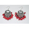 Vintage coral bead tibetan crafted handmade oval earrings with black crystal wholesale XLer178