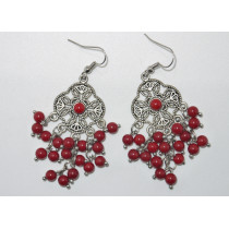 Vintage wintersweet coral bead tibetan crafted handmade fashion earrings with wholesale XLer179