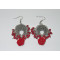 Red coral rose alloy long earrings tibetan rose pendientes custume jewerly