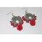 Red coral rose alloy long earrings tibetan rose pendientes custume jewerly