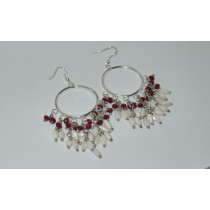 Beautiful bohemian round red bead crystal with shell crafted earrings brilliant pendientes XLer184