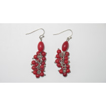Charming polished red coral bead cluster floral earrings costume jewelry perfect for dress fashion pendientes XLer191