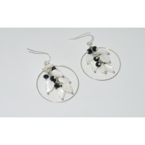 Charming cluster tree leaf earrings with polished black crystal brilliant pendientes with round XLer192