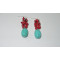 Simple cluster grape earrings with polished turquoise brilliant pendientes bead coral XLer193