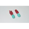Simple cluster grape earrings with polished turquoise brilliant pendientes bead coral XLer193