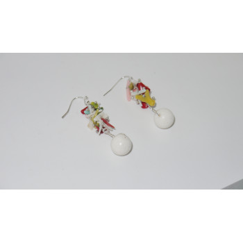 Adorable colorful pebble coral short earrings with cute ball coral jewelry XLER194