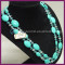 Fantasy fashion long chain turquoise jewelry with carved crystal beads necklace XL-nsl011 exquisite design