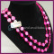 2013 latest Gorgeous 24 inch costume sea shell jewelry wafer shape pink bridal necklace pink XL-nsl018