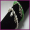 Fashion 6mm bead jade light green&white with fish pendant bracelet SHBB93