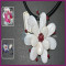 Classic white shell&red coral Floral handmade pendant Antique crafted bead jewelry PT005