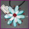 Elegant Candy blue Floral shell pendant Antique crafted bead gorgeous neck jewelry red coral&shell jewelry PT008