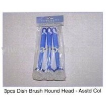 Yiwu Dollar Store Item Agent of 3 pcs Dish Brush Round Head Asstd Color