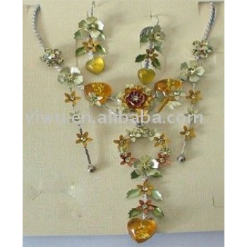 enamel flower jewelry set