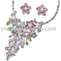 flower rhinestone jewelry set