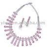 pink crystal stone jewelry set