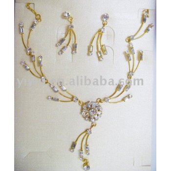 24K gold zircon jewelry set