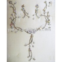 flower rhinestone jewelry set