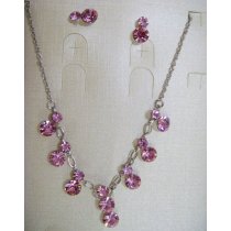 pink rhinestone jewelry set