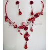ruby flower jewelry set