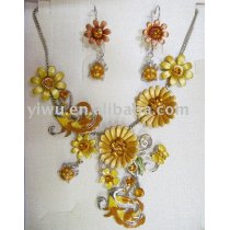 enamel phenix flower jewelry set