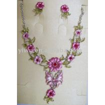 enamel flower jewelry set