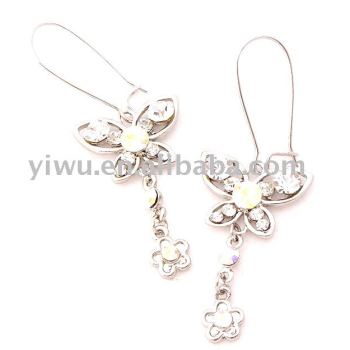 crystal stone butterfly earrings