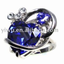 Dark blue heart zircon rings