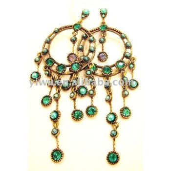 chandelier emerald crystal stone earrings