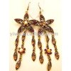 chandelier flower gold crystal stone earrings