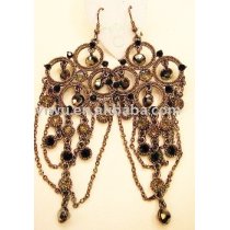 chandelier jet&topaz crystal stone earrings