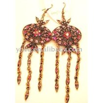 red crystal stone chandelier earrings