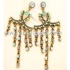 sapphire pearl crystal stone chandelier earrings