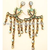 sapphire pearl crystal stone chandelier earrings
