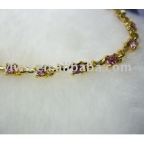 24K gold pink zircon bracelet