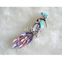 peacock enamel brooch