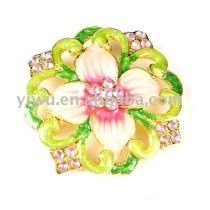 flower enamel gemstone brooch