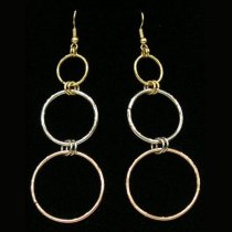 three loop gold earrings